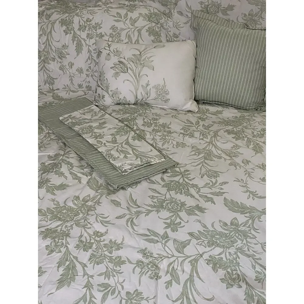 Laura Ashley Home Lindy 5-Piece Green Floral Cotton Twin 2-Sided Comforter Set
